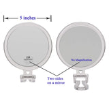 Compact Folding Hand Held Mirror/Tabletop Makeup Mirror with Two Sides of 15X Magnification & True View / 5 Inches Round Travel Mirror