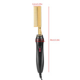 Gold Plated Heated Styling Comb Electric Hot Straightening Heat Pressing Comb Ceramic Curling Flat Iron Curler Designed Hair Straightener Curling Iron for Natural Black Hair,Wigs,Beards (Gold)