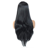 Black Long Straight Wigs for Black Women, 28 Inches Straight Synthetic Black Wig with Bangs - Professional Natural Long Wavy Wig for Party Daily Wear