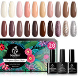 Beetles 20 Pcs Valentine's Day Gel Nail Polish Kit, Bare Collection Soak Off