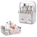 SUNFICON Makeup Organizer Cosmetic Storage Box Holder with Dust Free Cover and Crystal Clear Makeup Storage Tray Holder