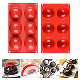 6 Holes Half Sphere Silicone Mold For Chocolate, Cake, Jelly, Pudding, Round Shape