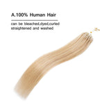 Loop Remy Hair Extensions Silicone Micro Ring Beads Stick Tipped Hair Fish Line Link Hairpieces Hand Tied 1g/Strand 50 Strands 50g Highlight 22 Inch #18/613 Light Ash Blonde mix Bleach Blonde