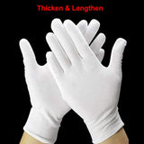 Cotton Gloves 10 Pairs - 9inch Long Work Gloves Cosmetic Moisturizing Gloves for Dry Hands & Eczema, Jewelry Inspection and More - Medium Size