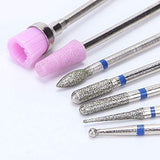 MISMXC Electric Carbide Nail Art Drill File Bit Set Coarse Medium Fine Grit Professional Manicure Drill Bits Set of 7 pcs Silver