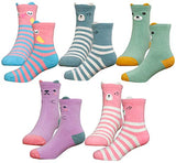 HzCojulo Kids Toddler Big Little Girls Fashion Cotton Crew Cute Socks -5 Pairs Gift Set