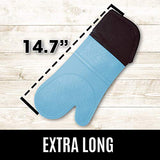 HOMWE Extra Long Professional Silicone Oven Mitt, Oven Mitts with Quilted Liner