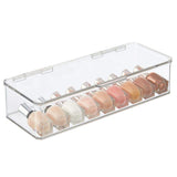 mDesign Makeup Stackable Storage Organizer Box with Attached Lid for Bathroom Vanity, Countertops, Drawers - Holds Blenders, Eyeshadow Palettes, Lipstick, Gloss, Makeup Brushes - 3