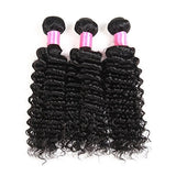 Malaysian 8 A Virgin Human Hair 3 Bundles with Lace Closure Curly Hair Extensions Natural Color (12 14 16+10C, deep wave)
