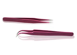 Pink Curved and Straight Tweezers Professional Tweezer Set - 2 Tweezers Great For Facial, Ear, Nose & Ingrown Hair Remover Treatment. Make Perfect Eyebrow Shapes