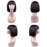 Human Hair BoB Wigs Brazilian Short BoB Wigs With Bangs 8 Inch None Lace Front Wigs For Woman Glueless Machine Made Wigs Natural Color