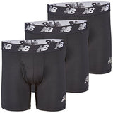 New Balance Men's 6" Boxer Brief Fly Front With Pouch, 3-Pack, Black/Black/Black, Small