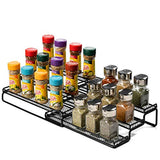 3 Tier Expandable Spice Rack Organizer for Cabinet, Black Modern Pantry Kitchen