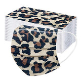 50pcs Adult Disposable Face_mask, Colorful Leopard Printed Face Covering