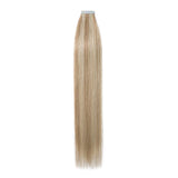 20 PCS Tape In Human Hair Extensions Double Side Tape Skin Weft Invisible Hair Extensions Hightlight Balayage Long Straight For Women (22'',50g/20pcs,#18P613 Ash Blonde&Bleach Blonde)