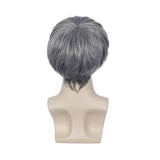 BERON Men’s Short Straight Gray Wig Silver Grey Cosplay Costume Ash Gray Wig Full Synthetic Rose Net Wig with Wig Cap Included