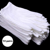 Cotton Gloves 10 Pairs - 9inch Long Work Gloves Cosmetic Moisturizing Gloves for Dry Hands & Eczema, Jewelry Inspection and More - Medium Size