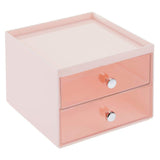 mDesign Plastic Makeup Organizer Storage Station Cube with 2 Drawers for Bathroom Vanity, Cabinet, Countertops - Holds Lip Gloss, Eyeshadow Palettes, Brushes, Blush, Mascara - Light Pink/Clear