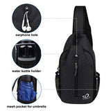 Waterfly Crossbody Sling Backpack Sling Bag Travel Hiking Chest Bag Daypack (Black)