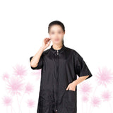 Lurrose Hair Stylist Grooming Smocks Short Sleeve Hairdressing Cape Hairdresser Work Clothes Salon Client Gown for Man Woman (Black M)