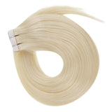 Hetto 14 Inch Remy Tape in Hair Extensions Blonde Hair Extensions Skin Weft Tape in Real Hair Extensions Human Hair #60 Platinum Blonde 40 Pieces 80 Grams