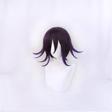 KONNIQIWA Anime Cosplay Wig Short Gradient Purple Heat Resistant Synthetic Hair Halloween Party Wigs