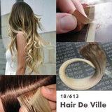 20 Pieces 20" Inches Balayage Ombre Two Tone Tape in Skin Weft Human Hair Extensions Color 18/613 Dark Blonde Mix Bleach Blonde
