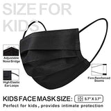 Kids Face Mask, Black Disposable Face Mask for Boys and Girls-Soft on Skin, 3 Ply