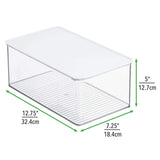 mDesign Bathroom Plastic Stackable Storage Box Container, Hinged Lid - Cabinet, Vanity Organizer for Toiletries, Makeup, First Aid, Hair Accessories, Bar Soap, Loofahs, Bath Salts - Clear/White