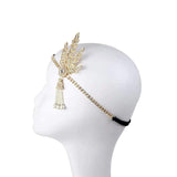 1920's Flapper Headband Great Gatsby Leaf Medallion Pearl Headpiece Bridal Tiara Hair Accessories