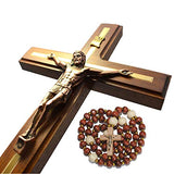 Handmade Crucifix Wall Cross - Wooden Catholic Hanging Crucifix for Home Decor