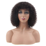 VSHOW Kinky Curly Short Bob Human Hair Wigs with Bangs 150% Density Deep Curly Wave None Lace Front Wigs for Black Women Glueless Half Machine Made Wigs 12 Inch