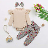 Renotemy Infant Baby Clothes Girl Newborn Outfits Long Sleeve Romper Pants Set