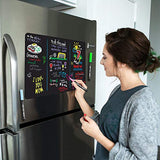 Magnetic Black Dry Erase Board for Fridge: with Bright Neon Chalk Markers - 17x11"