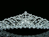 Bridal Wedding Princess Rhinestones Crystal Flower Tiara Crown - Silver Plating