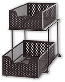 SimpleHouseware 2 Tier Sliding Cabinet Basket Organizer Drawer, Bronze