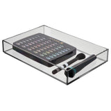 mDesign Wide Makeup Organizer for Bathroom Drawers, Vanity, Countertop - Storage Bins for Makeup Brushes, Eyeshadow Palettes, Lipstick, Lip Gloss, Blush, Concealers - 2 Pack, 12" x 8" - Smoke Gray