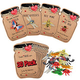 Valentines Day Cards for Kids - 30 Pack Love Bug Card Bulk w 6 Different Bugs Toy