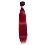 FEEL ME Ombre Brazilian Hair Weave Bundles 1b burgundy Ombre Straight Hair Bundles Unprocessed Human Virgin Brazilian Hair Extension Ombre Human Hair 1 Bundle 20 Inch