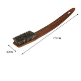 Ozzptuu Natural Bristle Long Wooden Handle Body Bath Back Brush Curved Handled Shower Exfoliating Scrubber for Wet and Dry Body Brushing (Black)