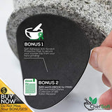 ChefSofi Mortar and Pestle Set - 6 Inch - 2 Cup Capacity - Unpolished Heavy Granite