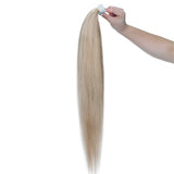 SEGO Ponytail Extension Human Hair Pony Tails Hair Extensions Wrap Around Ponytail Hair Extensions 100% Real Remy Hair With Magic Paste Long Straight #18P613 Ash Blonde&Bleach Blonde 95g 20 Inch