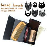 ALIVER Beard Grooming Kit for Men, Beard Bristle Brush and Two Beard Comb Set, Come With Convenient Small Travel Bag.