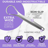 Tongue Scraper (2 Pack), Reduce Bad Breath (Medical Grade), Stainless Steel Tongue