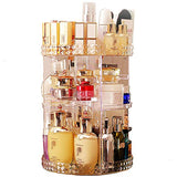 360 Degree Rotating Makeup Organizer,Clear Acrylic, DIY Adjustable Height,Cosmetic Carousel,Jewelry Cosmetic Display Box, Large Capacity Spinning Holder Makeup Storage