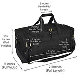 DALIX 21" Blank Sports Duffle Bag Gym Bag Travel Duffel Adjustable Strap in Black