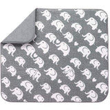 Reversible Baby Bottle Drying Mat, 16 Inch x 18 Inch, Grey Elephant Print