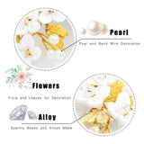 Gorais Flower Bride Wedding Hair Combs Gold Pearl Bridal Hairpieces Leaf Hair Accessories for Women and Girls