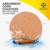 Cork Coasters with Round Edge 4 inches 16pc Set with Metal Holder Storage Caddy