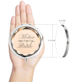 2 Pack,Wedding Keepsake Gift,1 Mother of the Bride makeup mirror 1 Mother of The Groom makeup mirror,Crystal Pocket Compact Makeup Mirrorï¼Engraved Present (champagne)